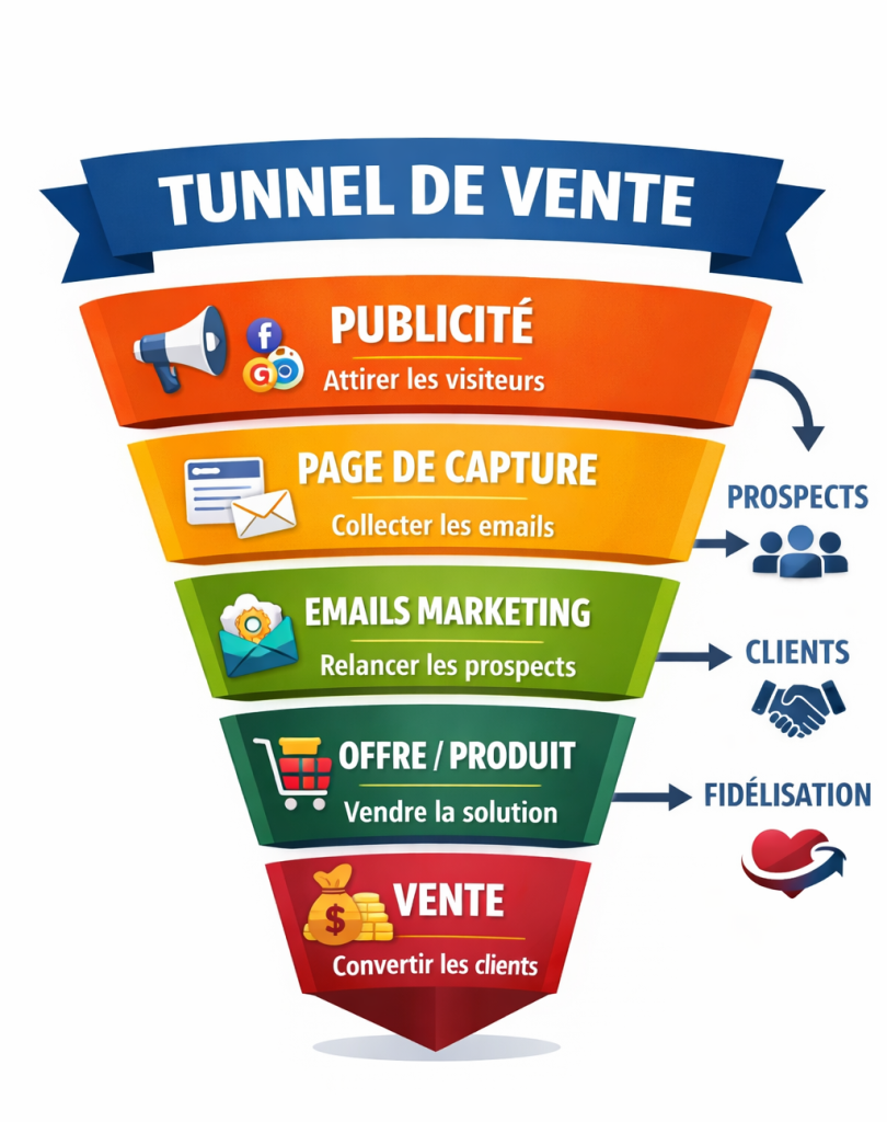 Quel est le prix d'un tunnel de vente au Bénin ? Illustration d'un tunnel de vente